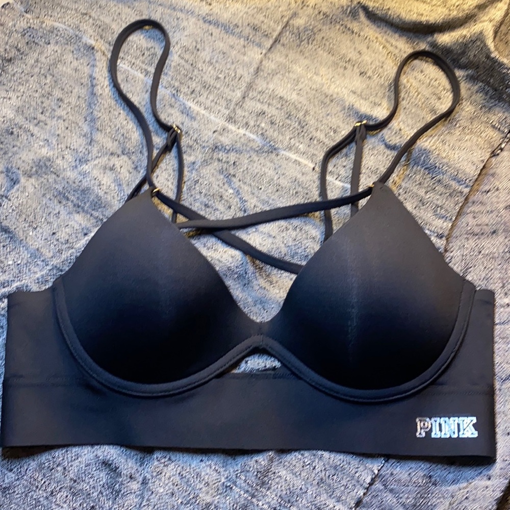 VS PINK “BONDED” strappy push-up bra like new!!
